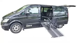 mercedes viano maxicab wheelchair transport wheelchair taxi with ramp deployed