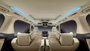 6 seater maxi cab toyota alphard interior front view from last row
