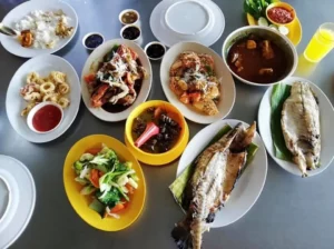 malaysia malacca ikan bakar parameswara showing many dishes